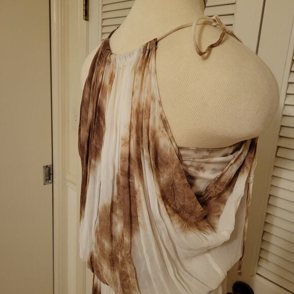 Young Fabulous and Broke Gauze Tie Dye Halter Pleated Maxi Dress Womens Medium - Picture 5 of 9